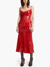 Elegantes, feuerrotes Midikleid mit Pailletten